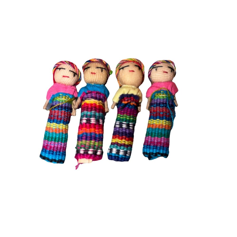 4 mini Belize Worry Dolls - 1  1/2 Inch Hand Made - Lot NEW!